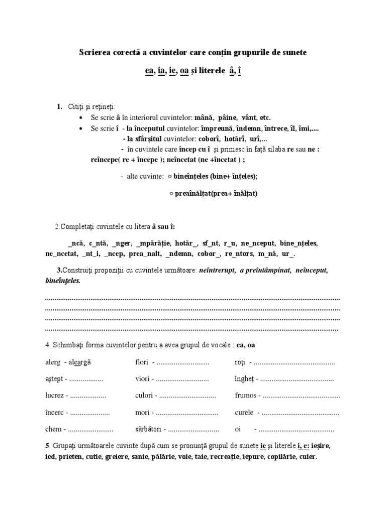 0 Scrierea Corecta A Cuvintelor Care Contin Grupurile De Sunete