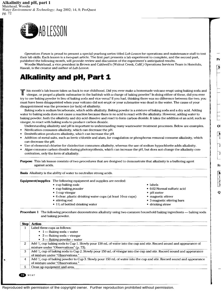 Alkalinity and pH in Water Quality | PDF | Technology & Engineering