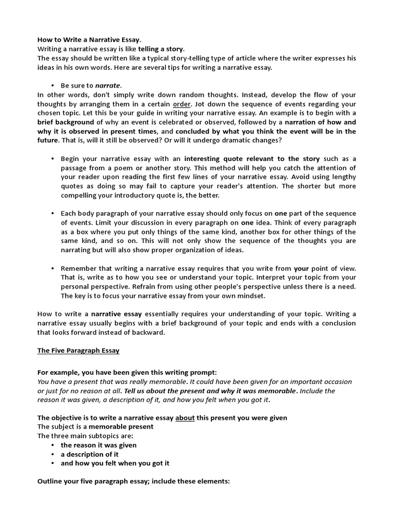 How To Write A Narrative Essay  PDF
