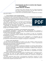 Resumo de "Ler e Entender: A Compreensão Escrita No Ensino Das Línguas Estrangeiras", Hans-Wermer Huneke