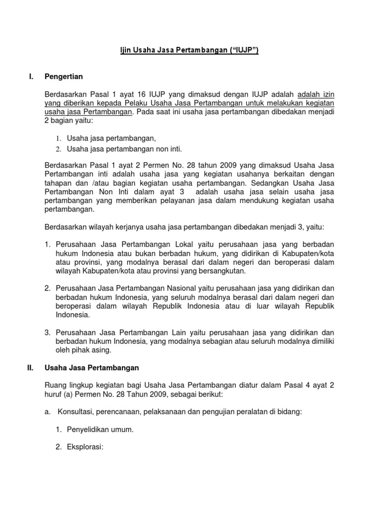 Contoh Surat Izin Usaha Jasa Pertambangan