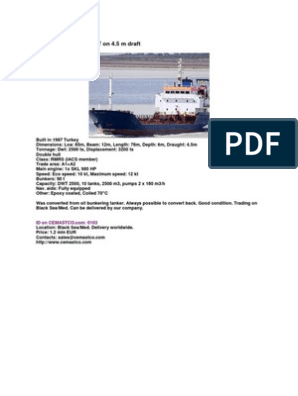 Vessel Characteristics: Ship MARIA E (Oil/Chemical Tanker