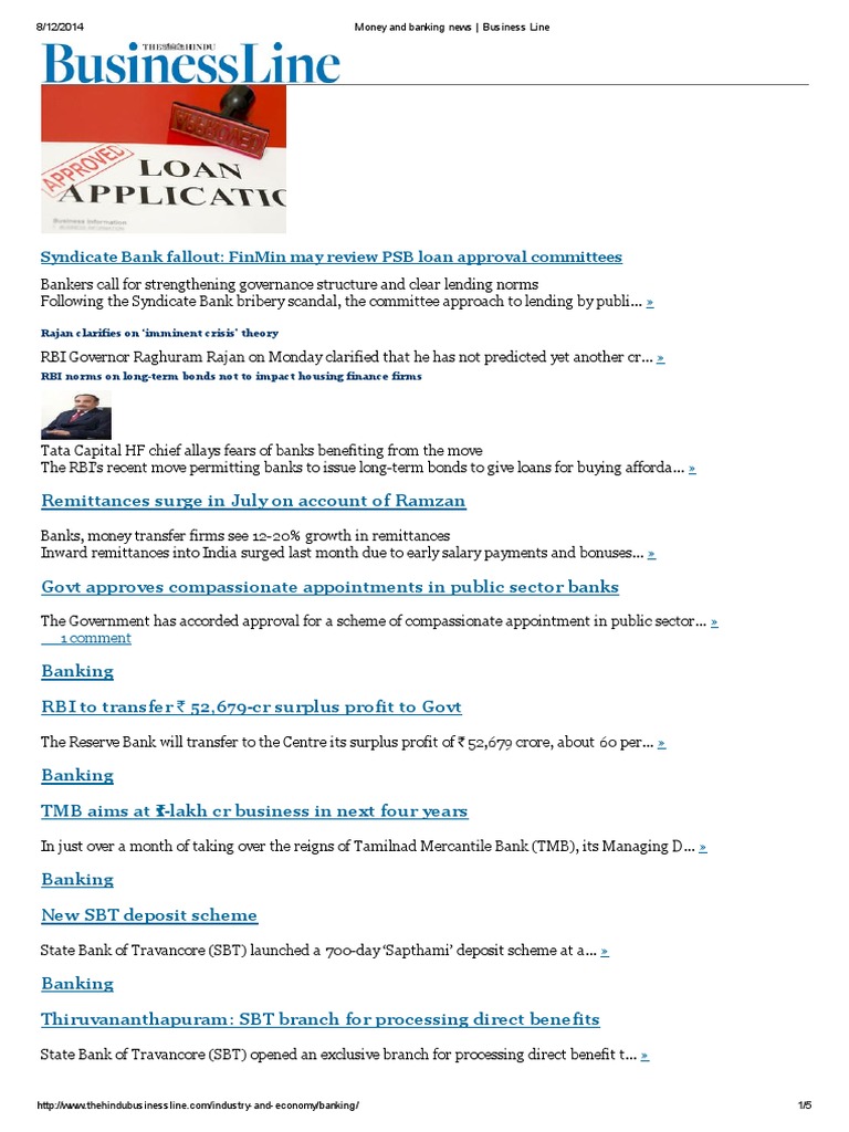 Money And Banking News Business Line Reserve Bank Of India Banks