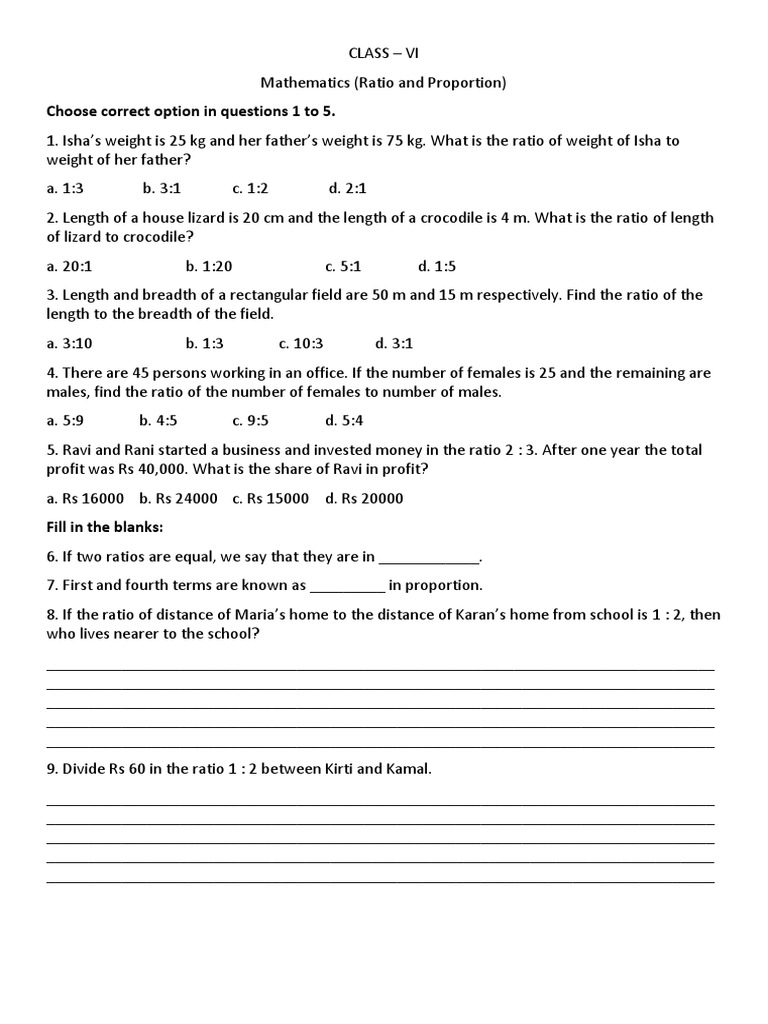 ratio n proportion class 6 ratio physics mathematics