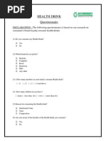 Download Health Drink Questionnaire by ChandanMatolia SN239040410 doc pdf