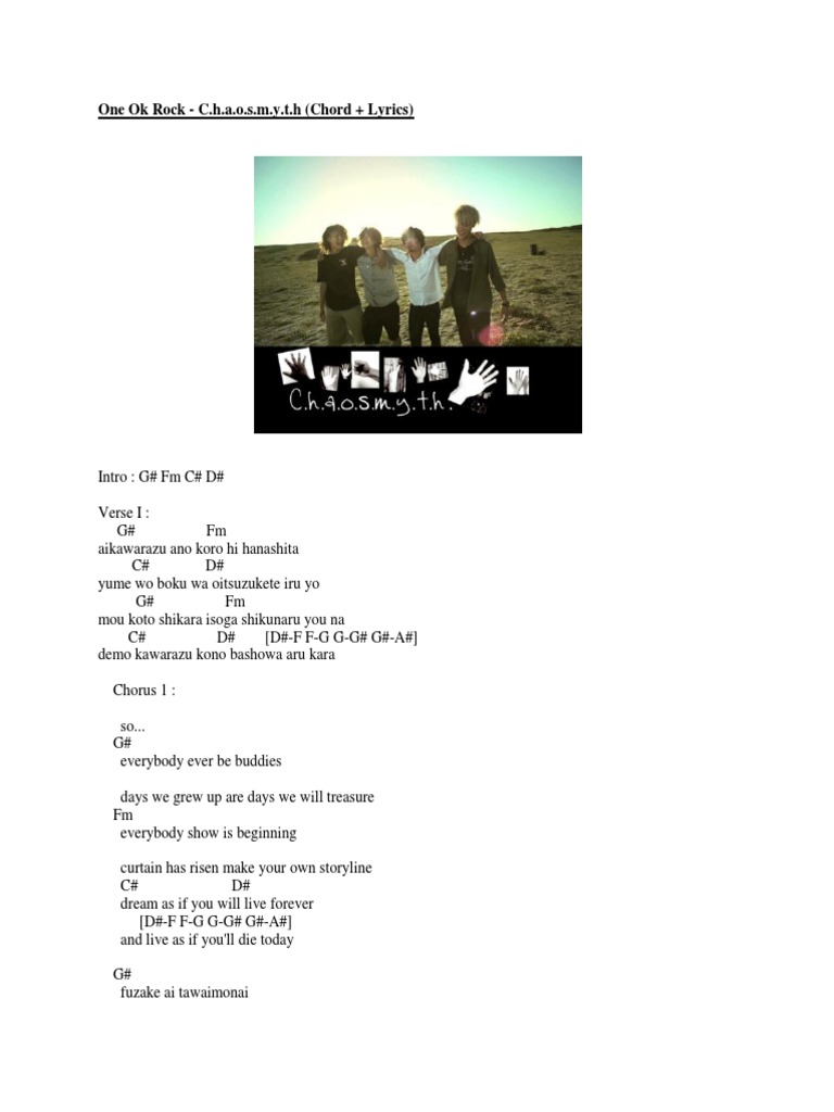 One Ok Rock C.H.A.O.S.M.Y.T.H (Chord + Lyrics) PDF Song Forms