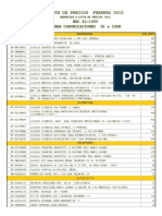 NEC SL-1000 Lista de precios febrero 2012 con codigos y descripciones de equipos e interfaces IP, ISDN, licencias, telefonos, accesorios, porteros