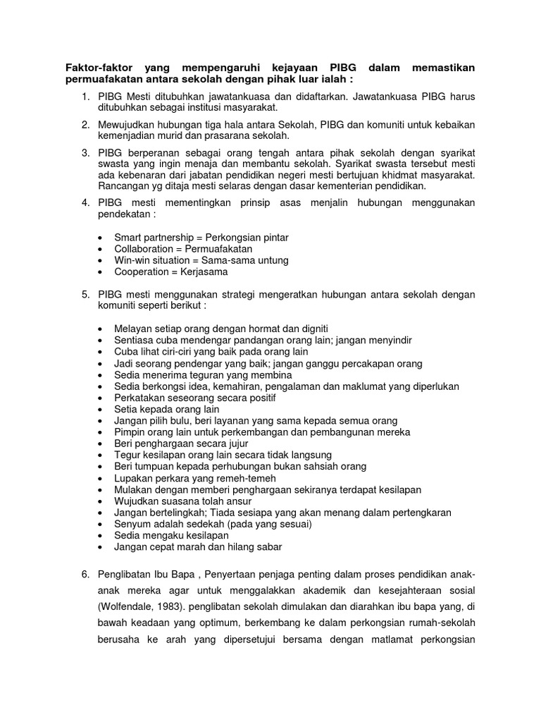 Faktor Yang Mempengaruhi Keberkesanan Pibg Pdf