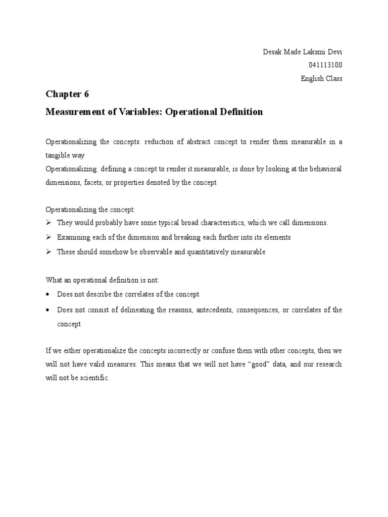 Operational Definition of Variables | PDF | Scientific Method ...
