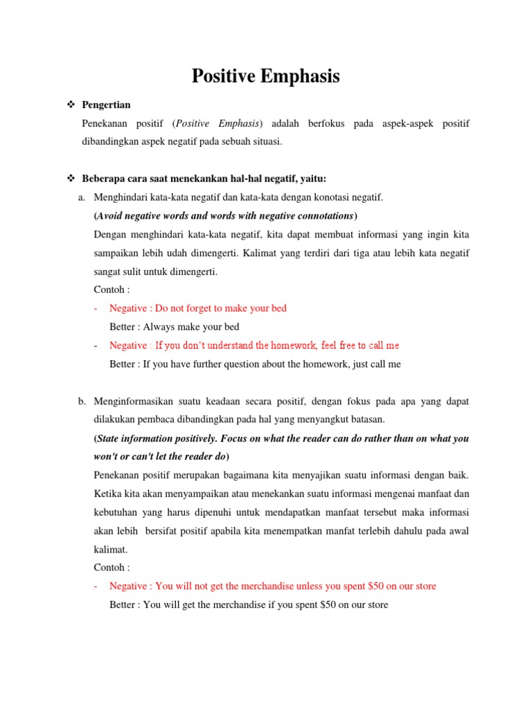 Menyampaikan Pesan dengan Penekanan Positif | PDF | Karier ...