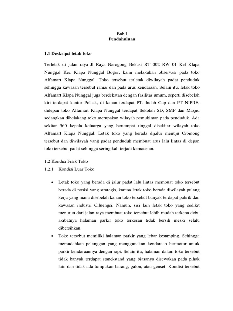 Contoh Makalah Observasi Toko Alfamart