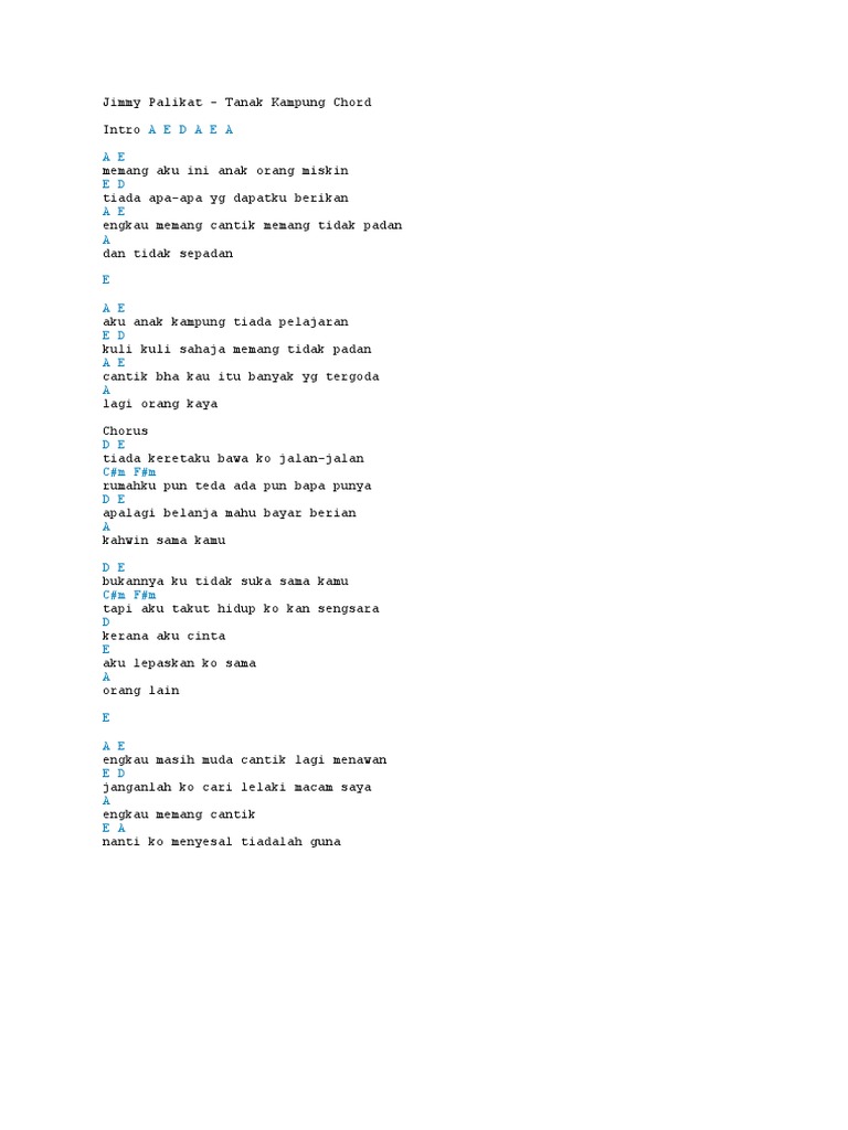 Lirik Lagu Cinta Anak Kampung