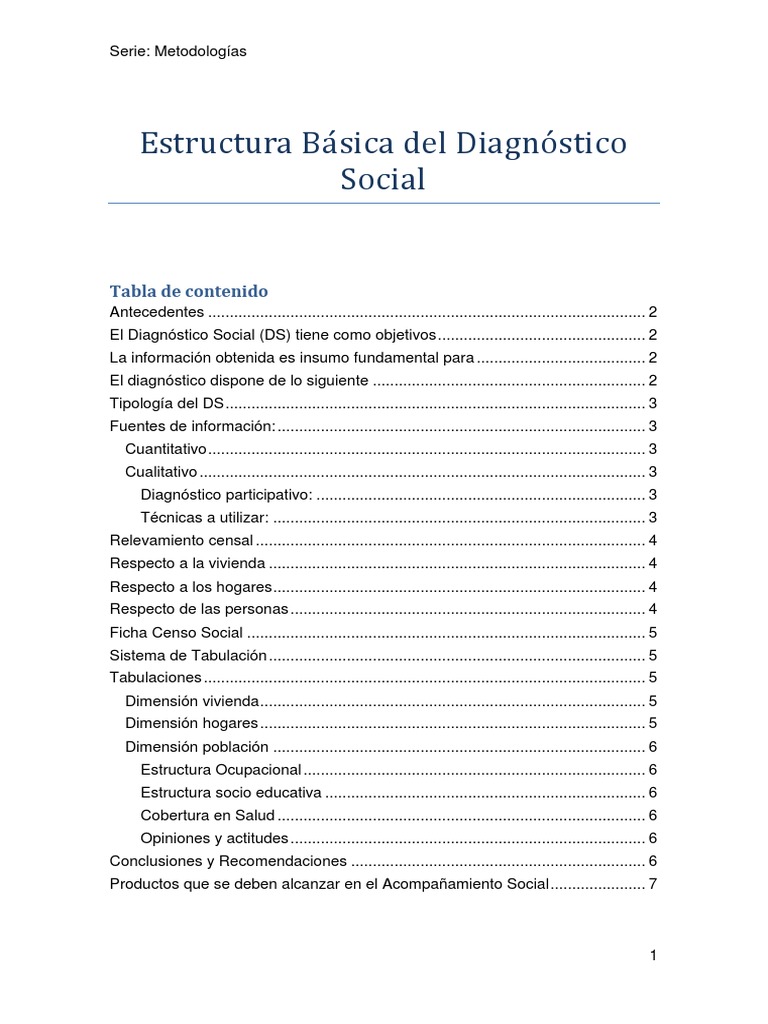 Estructura del Diagnóstico Social | PDF | Información | Trabajo Social