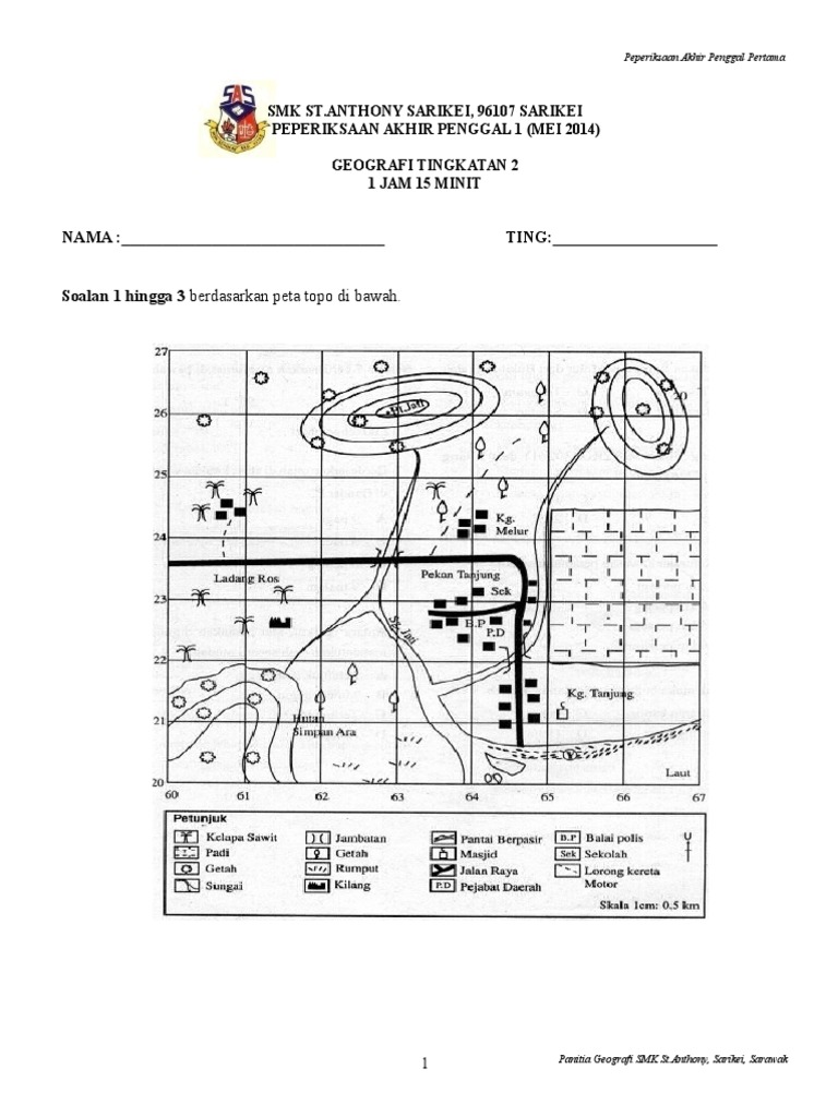 Soalan Geografi Tingkatan 2 Peperiksaan Akhir Penggal 1