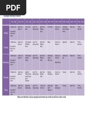 Example Weekly Planner