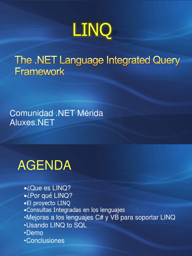 Introducción a LINQ en .NET | PDF | Consulta integrada de idiomas | SQL