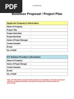 Business Proposal / Project Plan: Applicant Company's Information