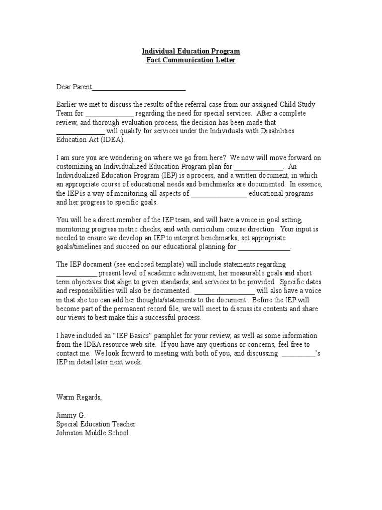 Individual Education Program | PDF