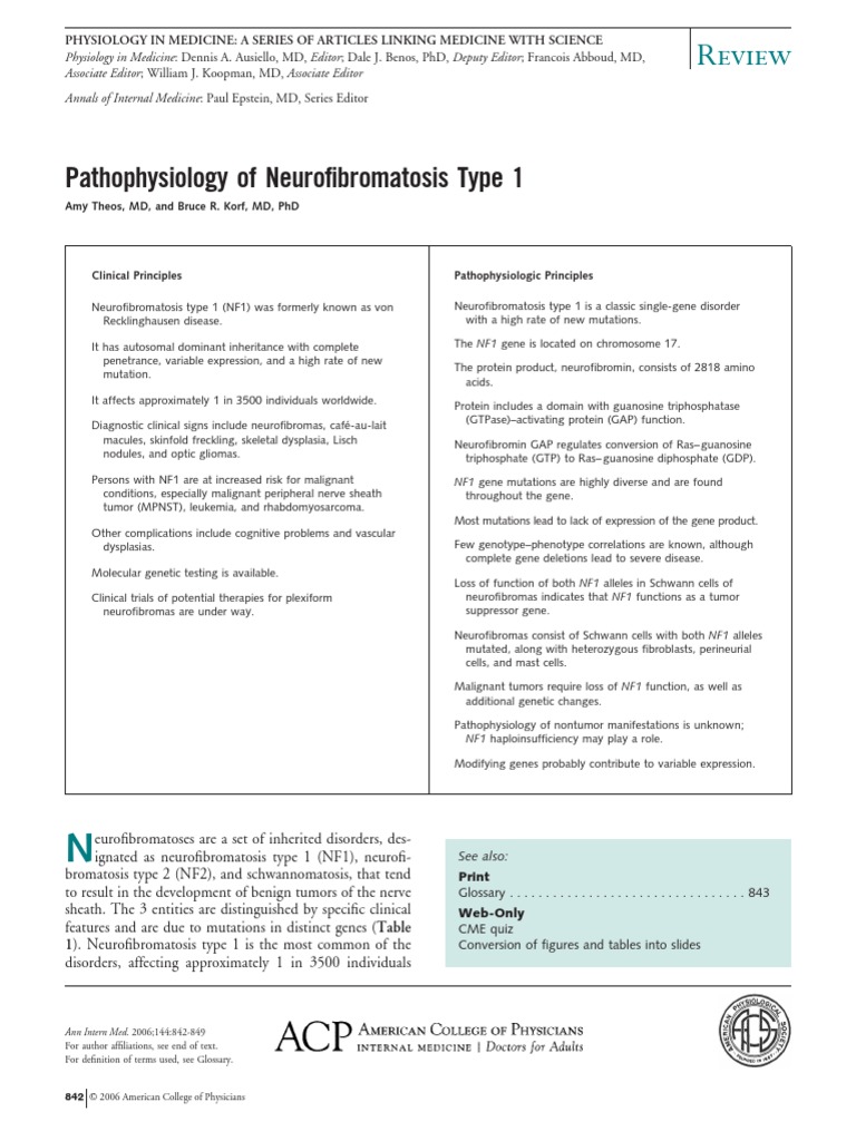 Review: Pathophysiology of Neurofibromatosis Type 1 | PDF