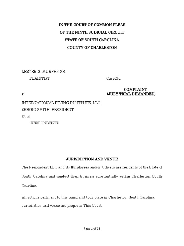 International Diving Institute Civil Suit PDF Underwater Diving Scuba Diving