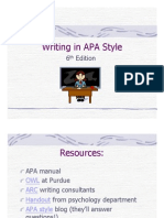 Writing in APA Style: 6 Edition