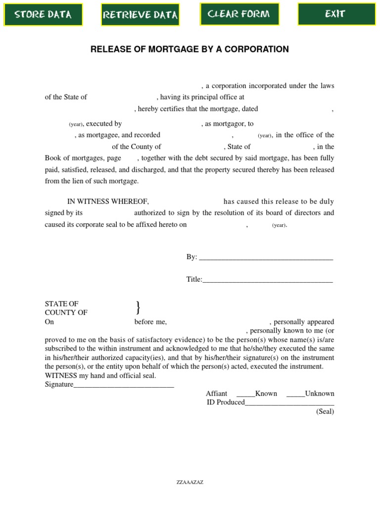 Corporate Mortgage Release Document | PDF | Finance & Money Management ...