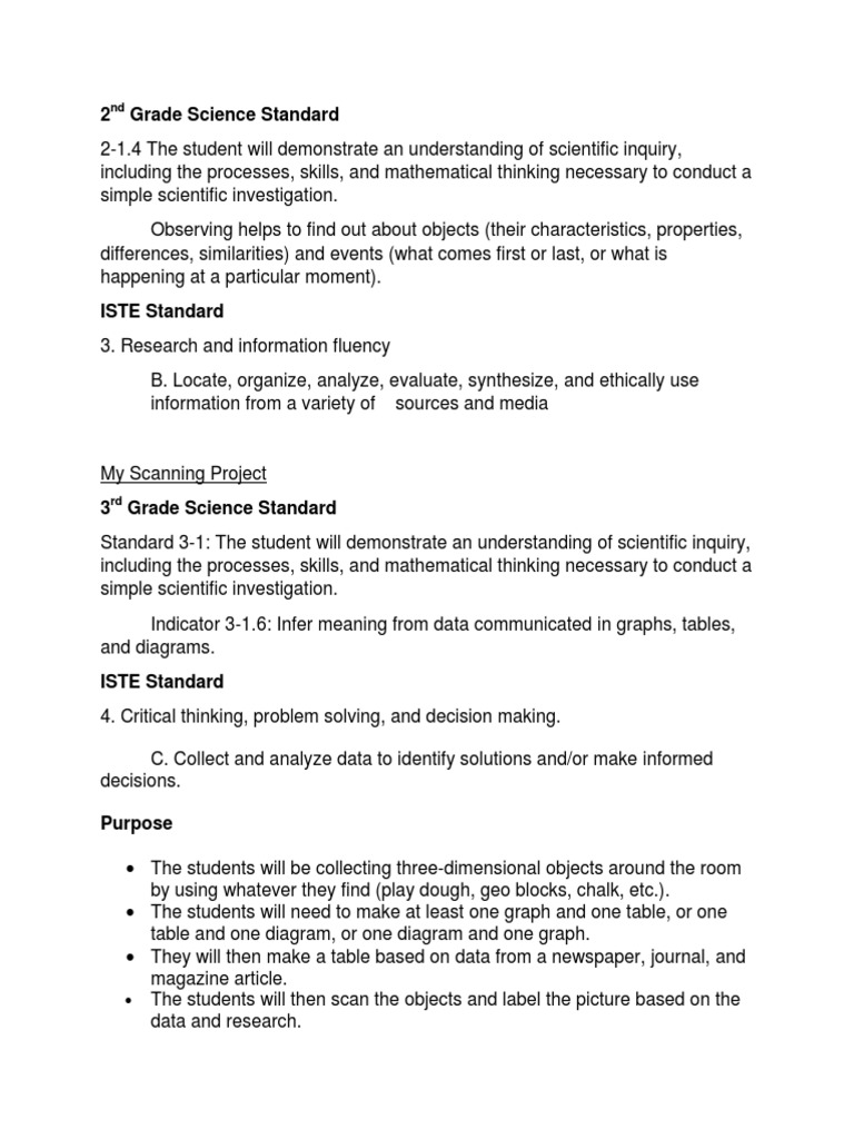 Scanning Activity Standards | PDF