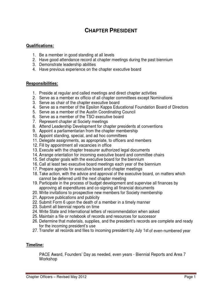 Chapter Officers Job Descriptions | PDF | Committee | Parliamentary ...