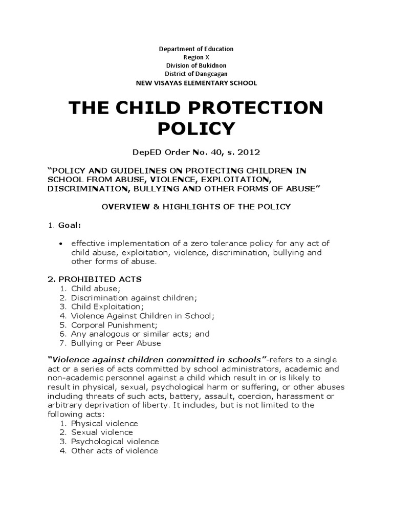 essay about child protection law