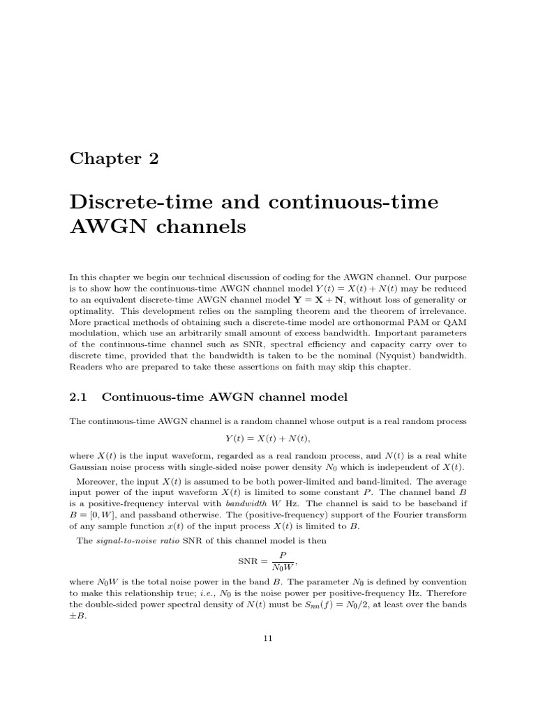 AWGN Channel Modeling Techniques | PDF | Bandwidth (Signal Processing ...