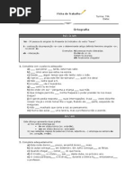 Ficha de Trabalho- Ortografia