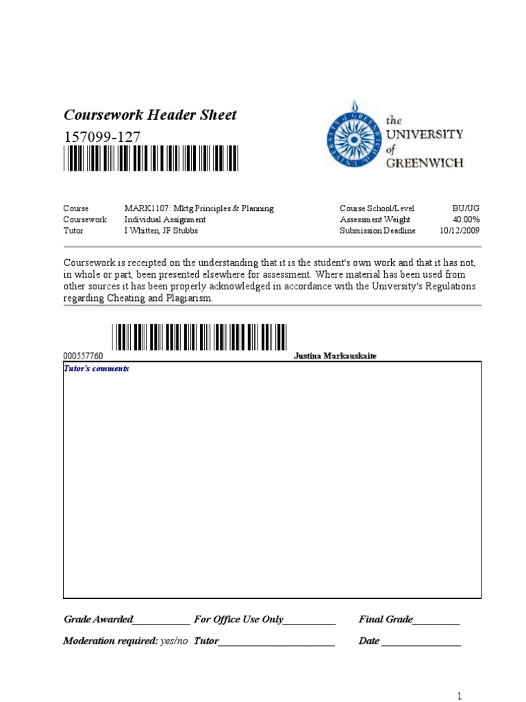 Coursework header sheet 06 picture