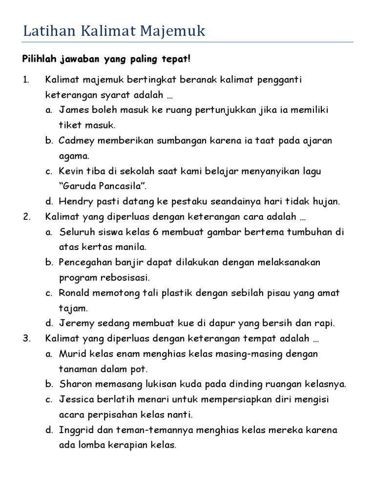 10 Contoh Kalimat Majemuk Setara Mosaicone