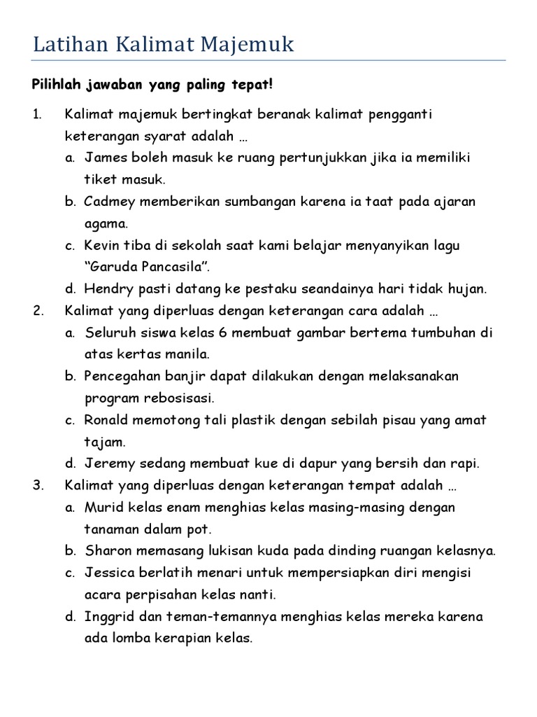 43+ Contoh soal kalimat majemuk information