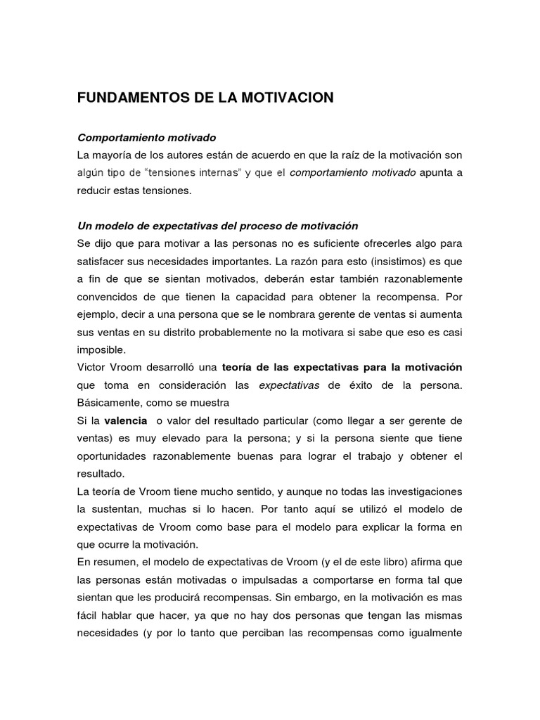 Fundamentos de La Motivacion | PDF | Motivación | Motivacional