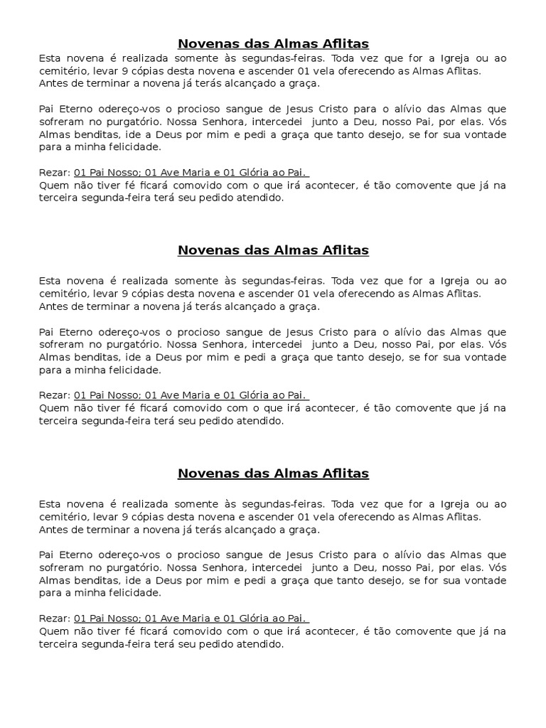 Novena das Almas Aflitas: Oração e Vela | PDF