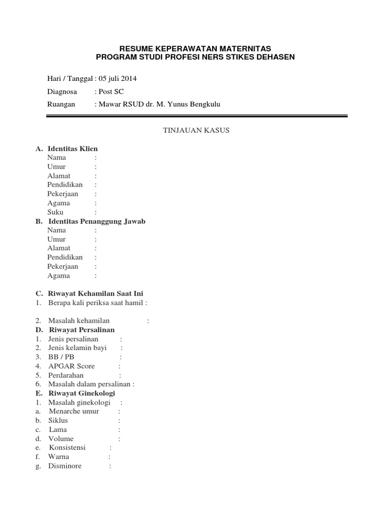 Contoh Resume Keperawatan