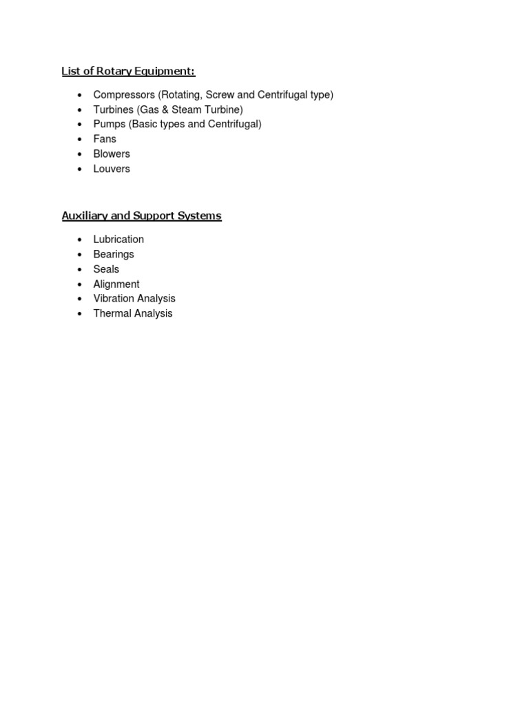 List of Static & Rotary Equipment | PDF