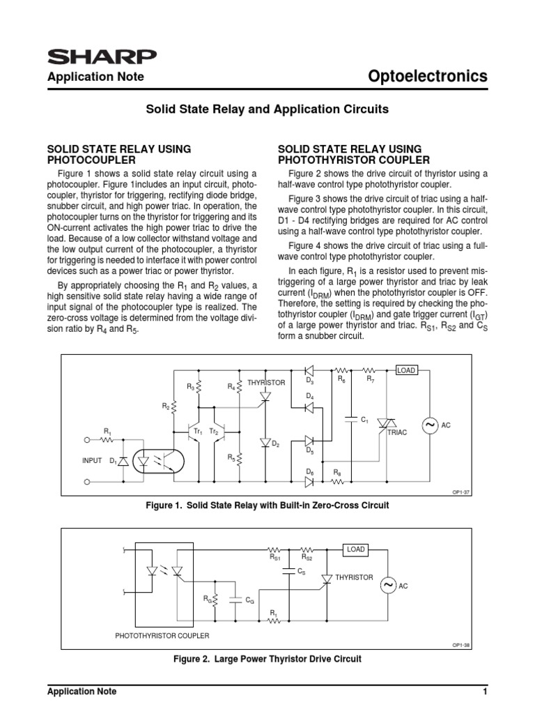 Optoelectronics Application Note Solid State Relay and Application