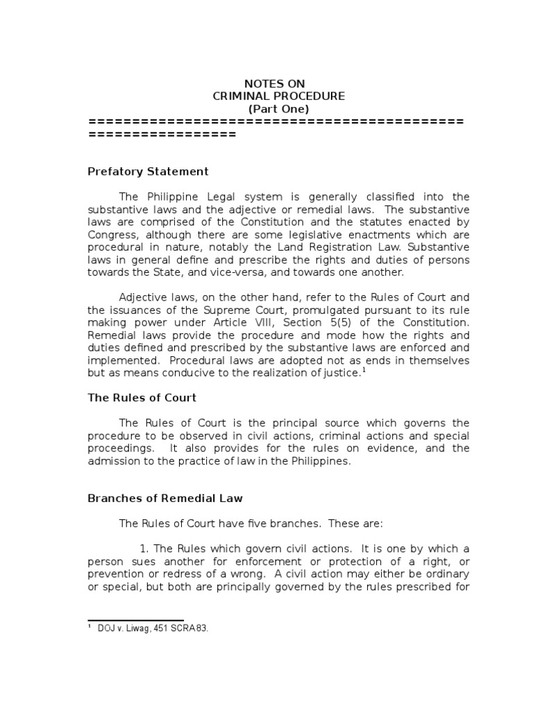 Notes On Procedure | PDF | Prosecutor | Jurisdiction