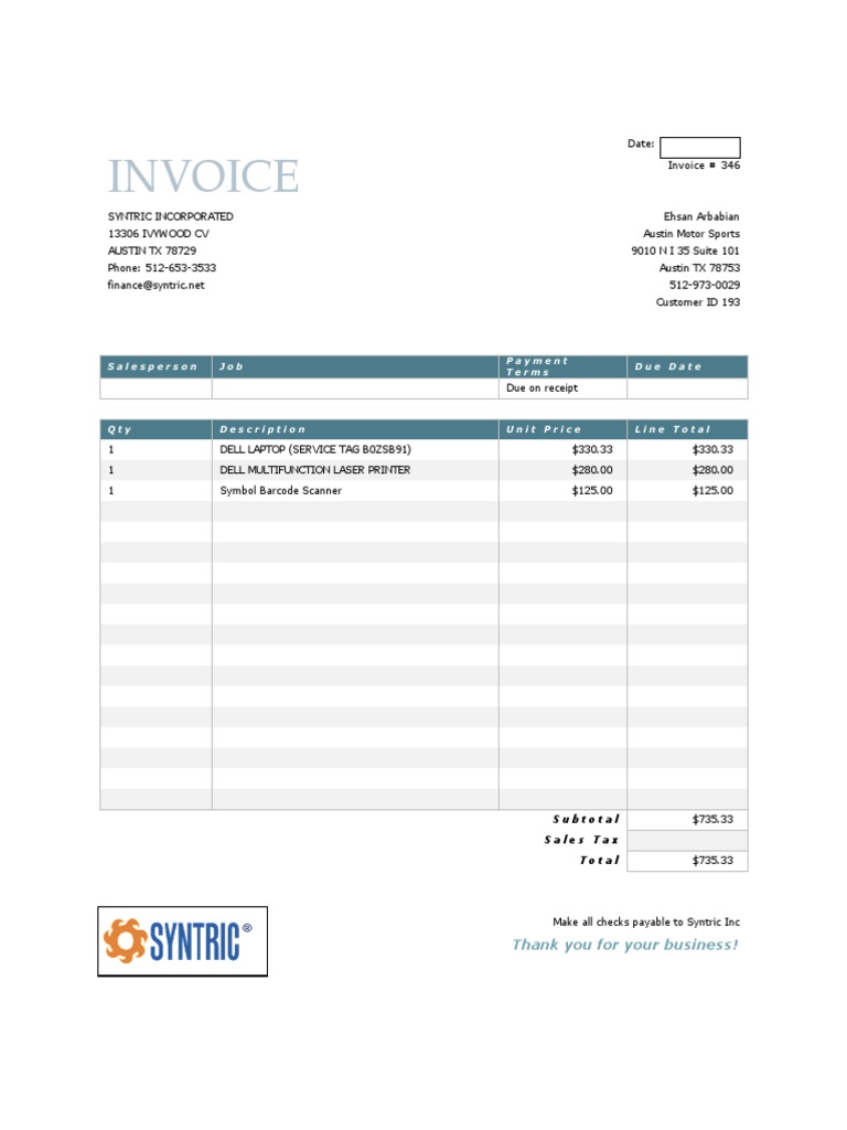 Invoice Austin 4548 | PDF