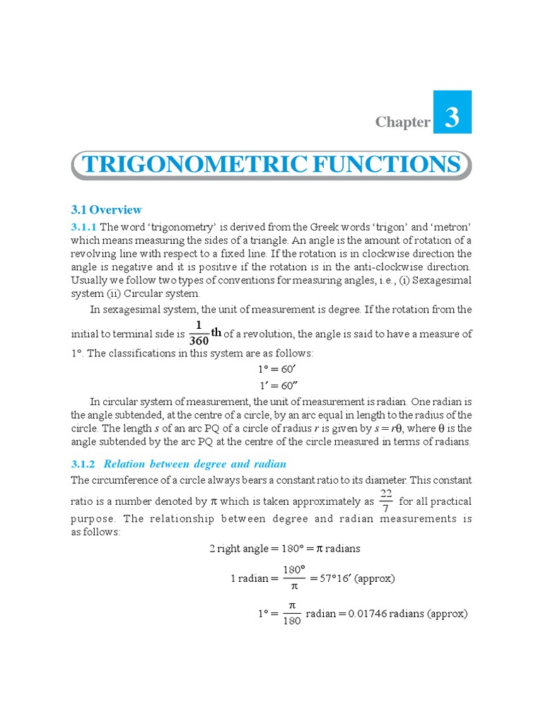 Class 11 Trigonometry Overview and Formulas | PDF