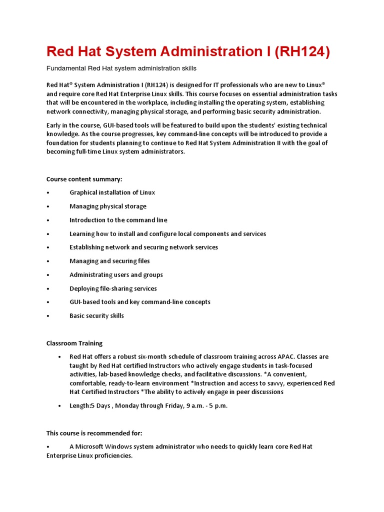 Red Hat System Administration | PDF | Business | Computers