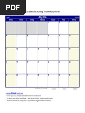 May 2014 Calendar