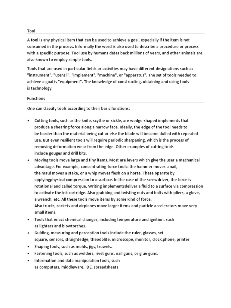 Introduction To Tools | PDF