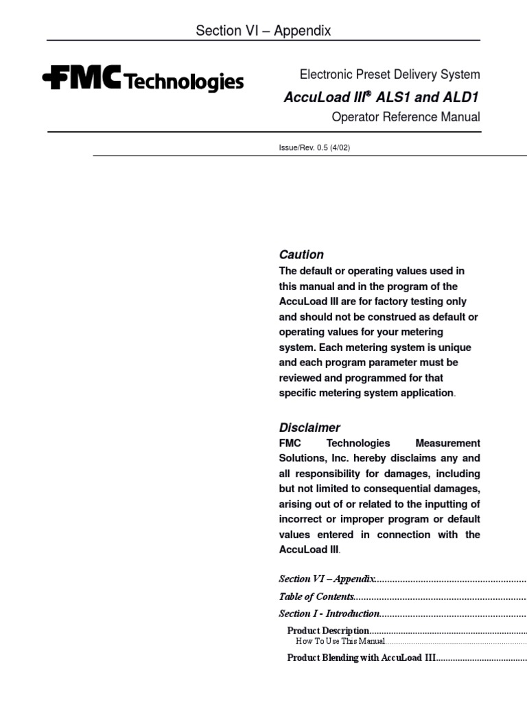 AccuLoad III D Operator Reference Manual Areas Of Computer Science 