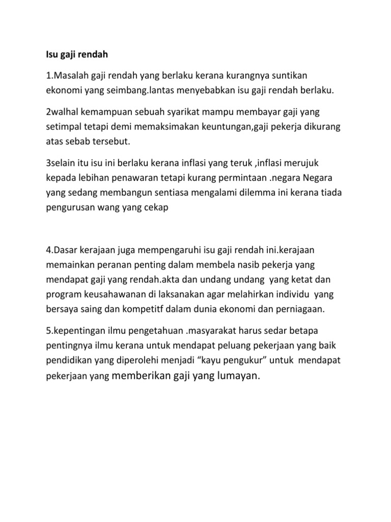 Isu Gaji Rendah | PDF
