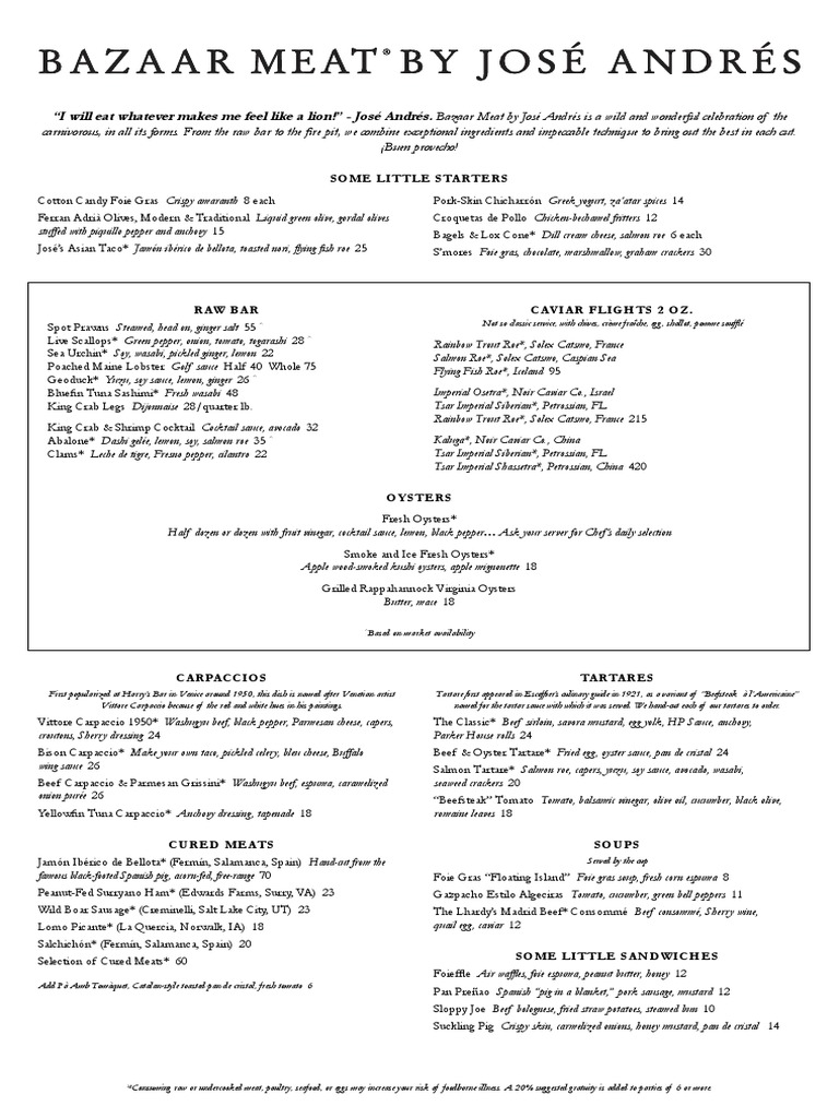 Bazaar Meat Menu | PDF | Salad | Foods