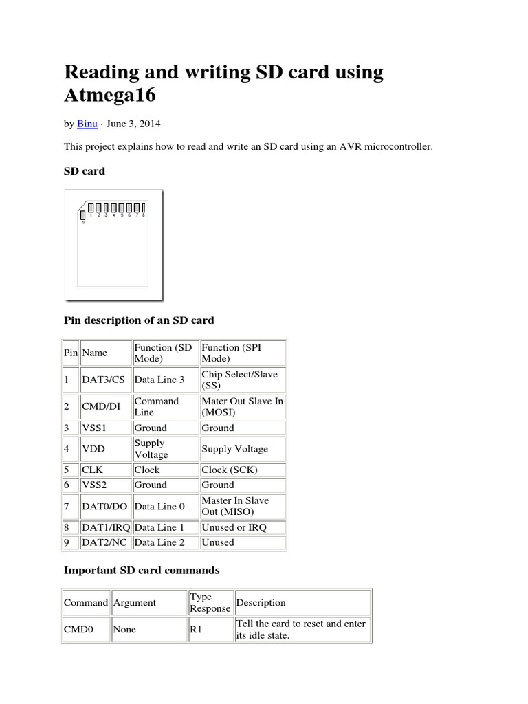 Reading and Writing SD Card Using Atmega16 | PDF | Electronics ...