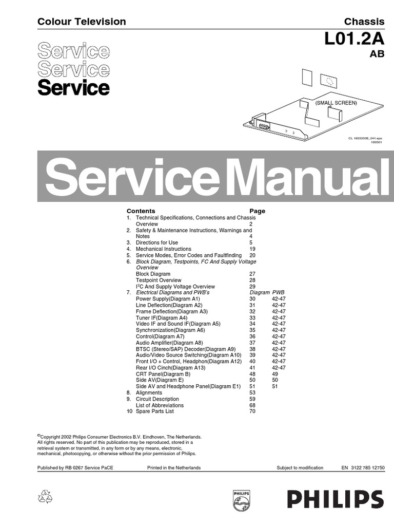 Adi Tv Philips 21pt5221 60 Chassis L01.2A AB | Cathode Ray Tube | Vacuum  Tube